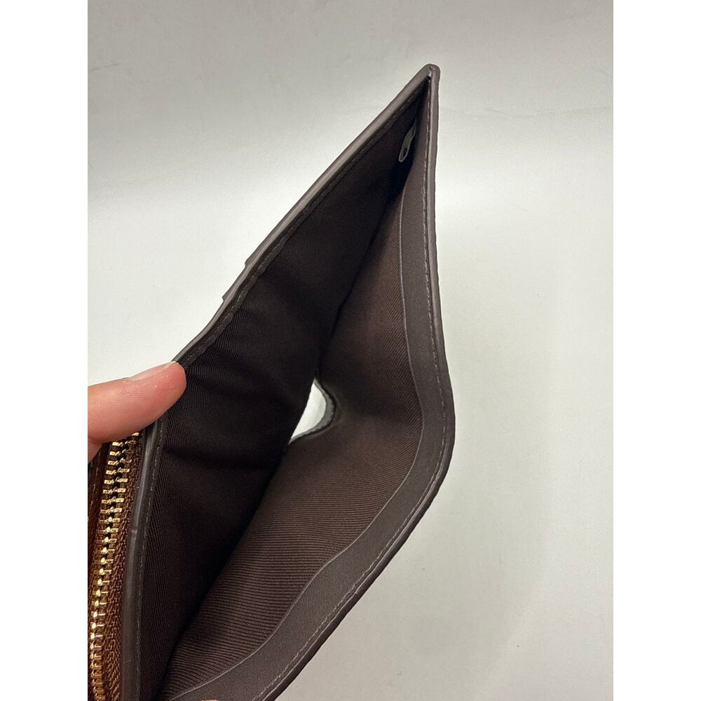 Coach C2862 Snap Wallet Brown Pebbled Leather Bifold Zip Coin Purse Gold - Picture 5 of 6